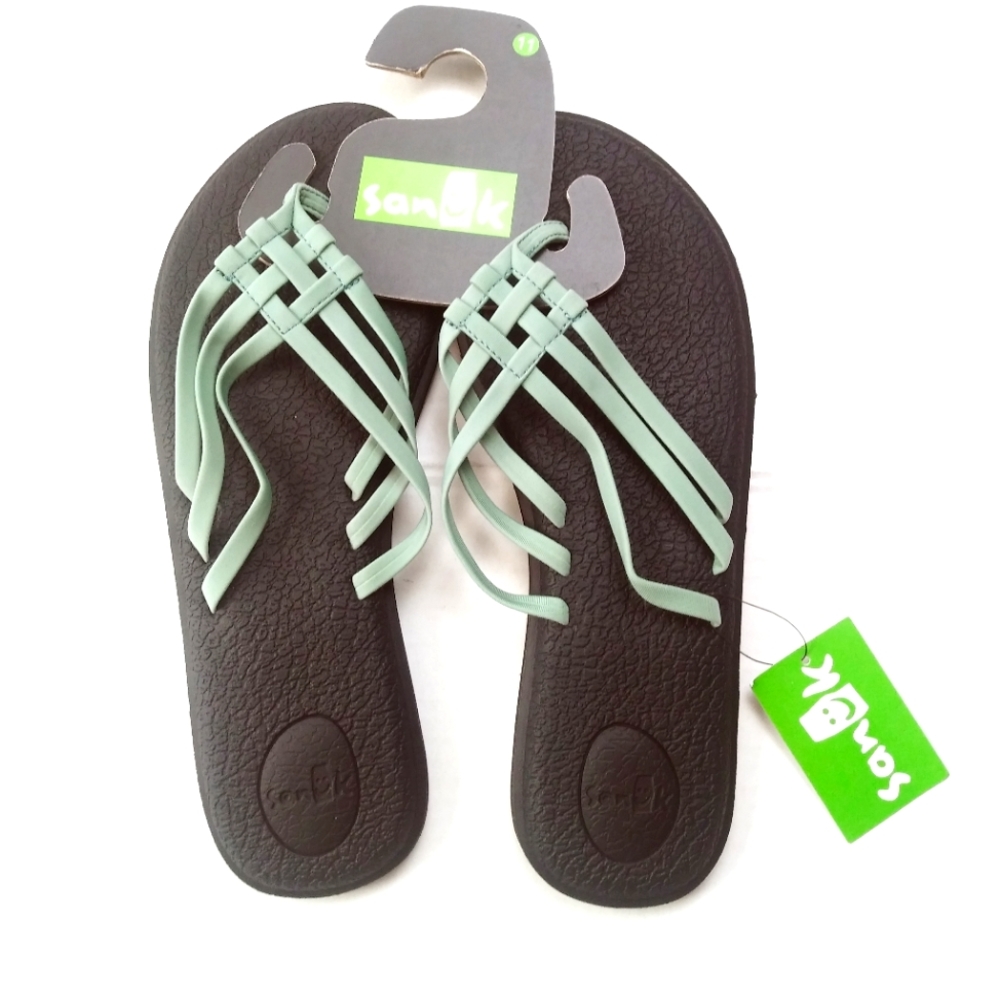 Sanuk Women Sandals open Toe size 11 Green Mint